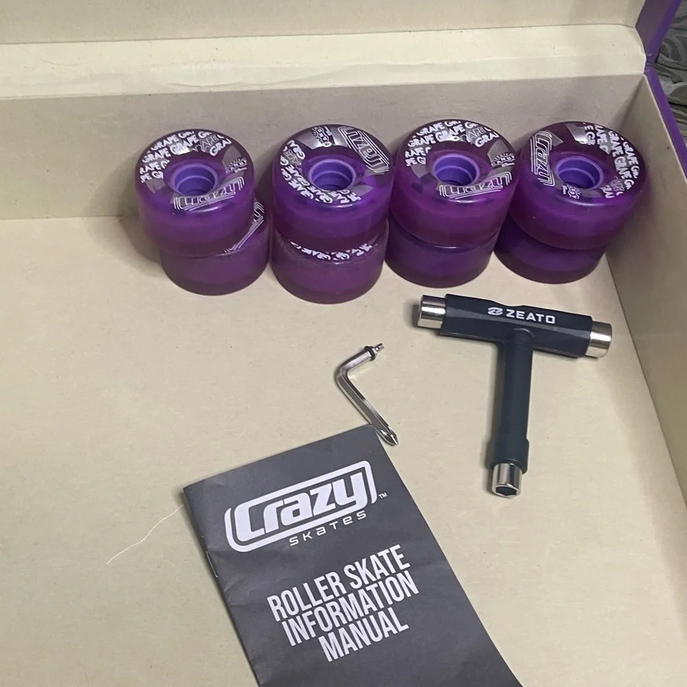 Purple Suede Roller Skates with Custom Wheels & Tote Box - Picture 13 of 16